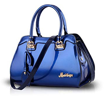 NICOLE & DORIS New Top-Handle Handbag Women Crossbody Shoulder Bag Elegant Purse Patent Leather Shoulder Bag Blue