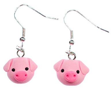 Miniblings Schweinchen Schweinekopf Glücksbringer Ohrringe versilbert | In Berlin von Hand montierter Ohrschmuck, mit Silvester und Schwein