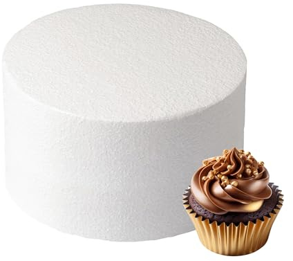 Culpitt 6 x 5 Round Cake Dummy, Straight Edge Cake Form, Practice Cake Decorating or Use for Creating Long-Lasting Displays, Smooth Polystyrene