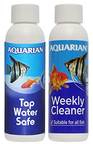 Aquarian Freshwater & Saltwater Fish Tank Water Conditioners: Weekly Cleaner & Tap Water Safe (118 ml Each)