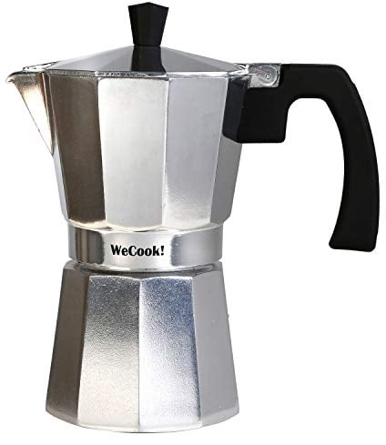 WECOOK! Paola Cafetera Italiana de Aluminio, Express, 1 Taza Café, Junta de Cierre de Silicona, Válvula de Seguridad, Vitrocerámica, Gas, Eléctrica