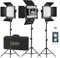 GVM 480 LED Videoleuchte Panel mit Stativ, 3er Pack Fotografie licht 13000Lux/0,5m, Bi-Color 2300K–6800K Foto Studio Dauerlicht für Video YouTube Konferenzlicht Streaming Film CRI97+ APP-Steuerung