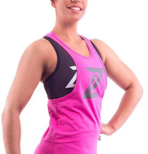 LegendZ Frauen Sport Top Shirt Lang, Sportshirt ärmellos für Yoga Zumba Fitness Laufen I Lockeres und langes Damen Tanktop (Pink, S)