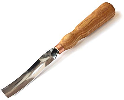 BeaverCraft Sgorbia per intaglio del legno Scalpello 7L/22 Strumenti per intaglio del legno Intaglio della ciotola Lama in acciaio al carbonio Manico in legno Sgorbia radiale Sgorbia lunga e piegata
