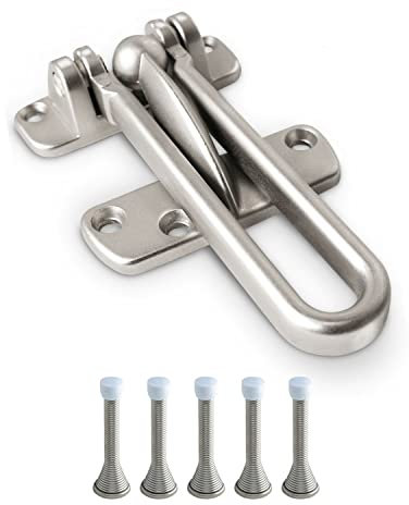 Jack N’ Drill Swing Bar Door Lock Durable Door Guard for Back and Front Doors, Childproof Door Security Made from Reinforced Diecast Metal for Home Security and Peace of Mind w/ x5 Free Door Stopper