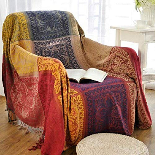 Jbsceen Überwurf Baumwolle für Sofa/Bett, Tagesdecke Wohndecke Wendedecke Sofadecke Couchdecke, Überwurf/Plaid/Reisedeck (Rot, 220cm*260cm)
