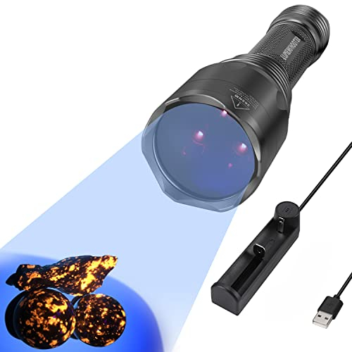 LUMENSHOOTER Linterna UV S3 de 365 nm con 3 LED, potentes linternas de luz negra para detección de orina de mascotas, curado de resina, rocas, escorpión