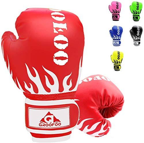 GROOFOO Boxningshandskar för barn 113 ml 170 g sparring stanshandskar för boxningssäck sparring träning ålder 3 till 14 år
