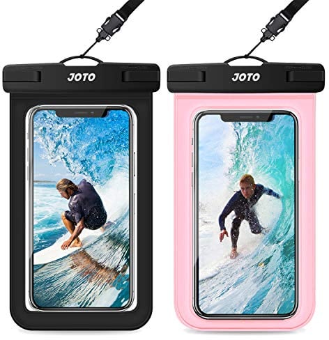 JOTO 2 Stück wasserdichte Handyhülle IPX8 Unterwasser Wasserfest Handytasche für iPhone 16 15 14 13 12 11 Pro Max Plus Galaxy S24 S23 A15 Xiaomi bis 7 Zoll Phone Case -Schwarz/Pink