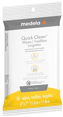 Medela Quick Clean Breast Pump and Accessory Wipes 30 Count, Resealable, Convenient and Hygienic On The Go Cleaning for Tables, Countertops, Chairs, and More