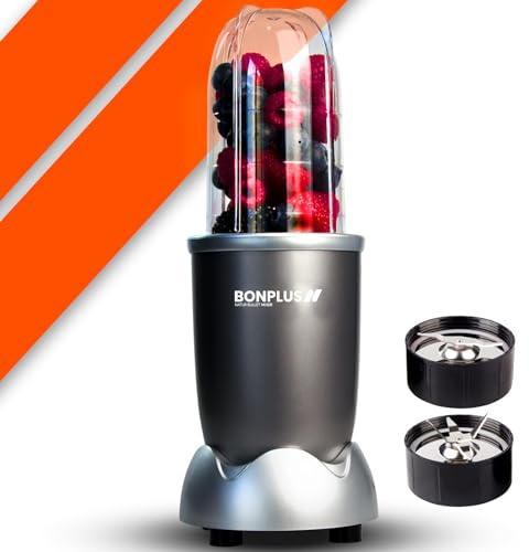 Bonplus BP | Batidora Multifunción | Natur Bullet | Batidora de Mano | Mini Batidora | Batidora para Batidos, Smoothies, Zumos, Salsas | 400W | 2 Tipos de Cuchilla | Pack Completo | Cocina