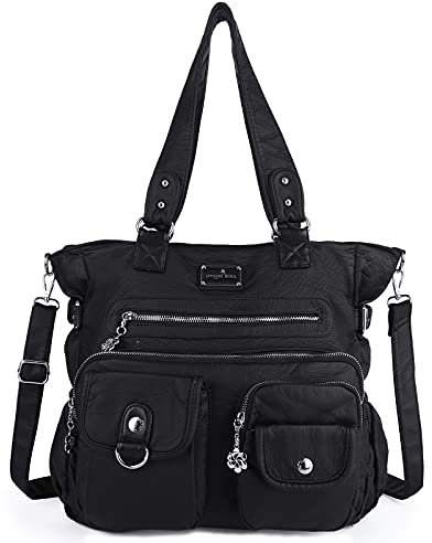 Angel Kiss Geldbörsen und Handtasche für Damen, weiches Leder, Hobo-Tasche, Umhängetasche, Umhängetasche für Damen, Schwarz1, X-Large