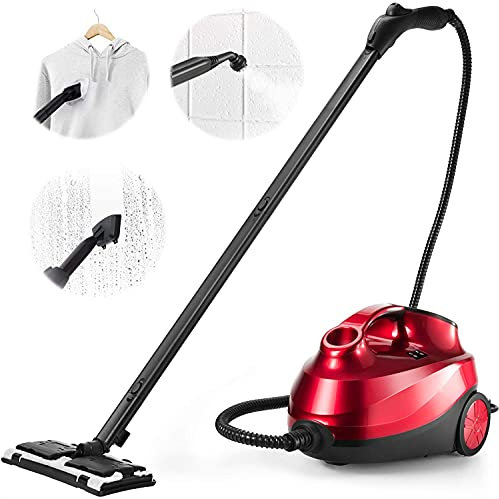 RELAX4LIFE Pulitore Elettrico a Vapore Multifunzione 2000 W, Vapore a 108 ºC e Pressione Regolabile fino a 4 Bar, Pulizia 30/45 Min, Lava Superfici e Tessuti con 10 Testine Intercambiabili (ROSSO)