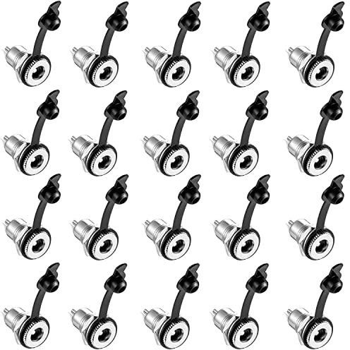 RUNCCI-YUN 20Pcs 5,5 X 2,1 mm DC Power Jack Socket Buchse weiblichen Panel-Mount-Stecker-Adapter Niedervolt Steckverbinder DC Hohlstecker mit staubdichter Kappe