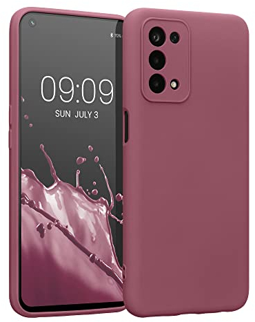 kwmobile Carcasa Compatible con OPPO A74 (5G) / A54 (5G) Funda - Bordes elevados anticaídas - Case de TPU y Silicona con Interior de Microfibra - Rosa Oscuro