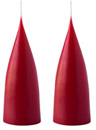 Kunstindustrien® Stumpenkerzen, Hergestellt in Dänemark, 43 Farben verfügbar, Kegel Kerze, Durchgefärbte Stumpenkerze lange Brenndauer von 15 Stunden, Kerzen Deko, 2 Stück, 6,5 x 16cm (Dunkelrot)