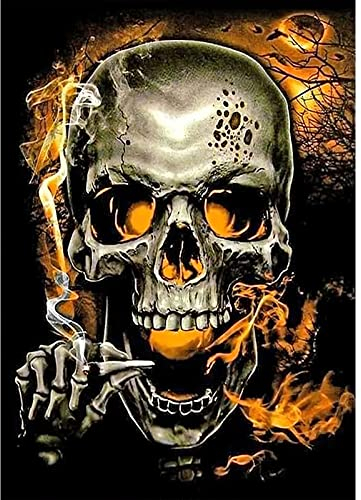 QENSPE Diamond Painting Halloween Schädel Diamant Painting Bilder 5D Diamond Painting Erwachsene Schädel Halloween Full Diamant Bilder Malerei Stickerei Set Kreuzstich Bilder 30x40cm