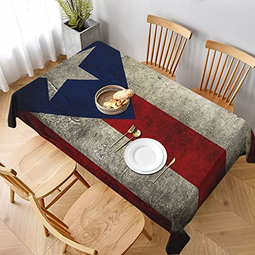AABSTBFM Rechteckige Tischdecke 228 x 152 cm – Puerto Rico Flagge bedruckte waschbare Tischdecke wasserdichte knitterfreie Tischdekoration Tischdecke