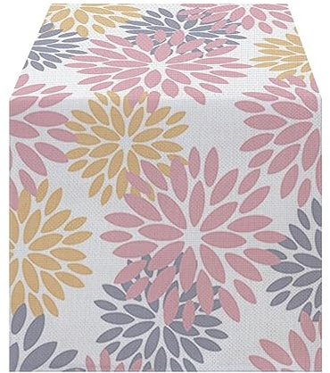 Lslandmood Grau Rosa Tischläufer Modern Wohnzimmer Tischsets, Wetterfest Tischläufer Leinen, Lang Tischläufer Abwaschbar Outdoor, Natur Deko Tischläufer für Party Tischmatten Läufer 40x140