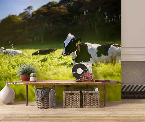 Fototapete 3D-Tapetenwandbilder „Bauernhof, Wald, Kuh“, 150 x 105 cm Moderne Wanddeko Wohnzimmer Schlafzimmer Büro Flur