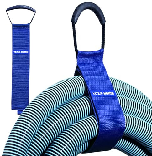 2 Stück robuste Kabelaufbewahrungshalter, Verlängerung, Haken und Schlaufe, Kabel-Organizer, Gurt mit Tragegriff für Schnüre, Gartenschlauch, Schwimmen oder Garagenwerkzeug (blau)