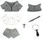 niannyyhouse 20 cm Plüsch Puppe Kleidung Mantel Hemd Hosen Weste Gürtel Krawatte Zubehör Anzug 8'' Puppe Dress Up (Grau), Polychromatisch