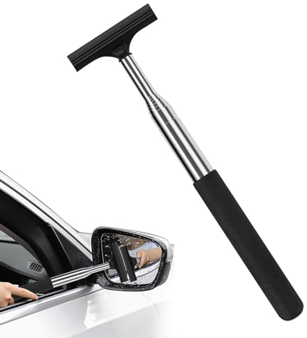 Car Window Squeegee, Car Rearview Mirror Wiper Retractable Auto Glass Squeegee Portable Car Accessories Cleaning Tool for All Vehicles Mirror, Windowshield (Black)