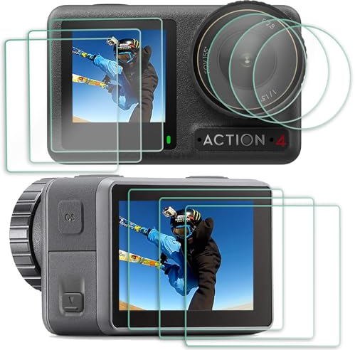 FiTSTILL Ensemble de protection d'écran pour DJI OSMO Action 4, protection d'écran en verre trempé ultra transparent + protecteur d'objectif + cache d'objectif