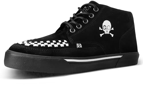 T.U.K. Mid Top Creeper Sneaker - Herren & Damen Schuhe - Puck, Goth und Rocker Style Leder und Wildleder Schnürschuhe