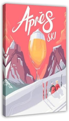 BoQari Apres Ski-Vintage-Reiseposter auf Leinwand, Poster, Wandkunst, Dekor, Bild, Gemälde für Wohnzimmer, Schlafzimmer, Dekoration, Rahmen-Stil, 30 x 45 cm