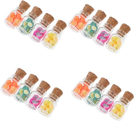 Homoyoyo Spielzeug 16 Sets Miniatur-Puppenhaus Lebensmittelbehälter Glasflasche Mini-Obst Simulationsszene Süßigkeiten-Snack-Modelle Rollenspiele Puppenhaus Küche Dekorationszubehör