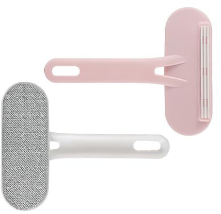 Byhoo Fusselbürste, 2 PCS Usselbürste Kleidung für Rosa und Weiß, 18.5 * 14 cm Kleiderbürste, Kleiderbürste Tierhaare zum Entfernen Haaren-Entfernt Tierhaare und Flusen von Kleidung und Möbeln