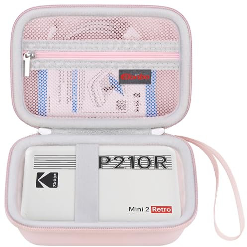 Elonbo Kodak Mini 2 Retro 4pass Portable Photo Printer Valise, Numérique Instant Print Appareil Photo Voyage Sac de Rangement Rack, Mesh Pocket Convient pour Le Papier d'impression, Câble, Rose