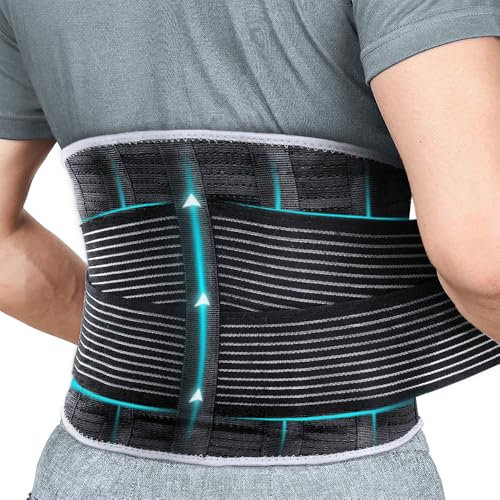 COMFORCE Stützende Rückenstützgürtel Orthopädisch,Hochelastische Rückenstütze mit 6 elastischen Bändern zur Linderung von Kreuzschmerzen, Ischiasschmerzen und Bandscheibenproblemen (Taille：76-102cm)