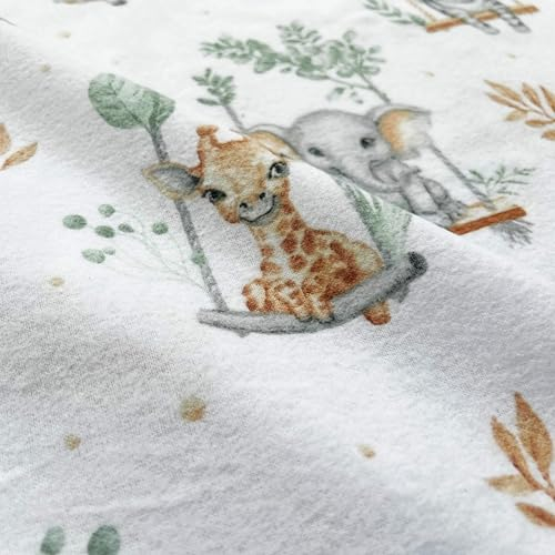 Textrend - Flanellstoff - Muster - antiallergisch - Textil 1x1,60m - Meterware - Schneidern (Afrikanische Tiere auf Schaukeln)