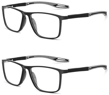 Tolenre The Reading Glasses Company Black Readers Value 2 Pack Filter UV Lightweight Readers Gla-sses Anti Blue Light Glasses with Square Frame +2.5