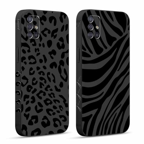 Pnakqil 2 Stück Handyhülle für Samsung Galaxy A51 4G 6,5 Hülle, Wildes Zebra Leopard Bemaltes Muster Case Silikon Weiche für Mädchen Modische TPU Dünn Stoßfeste Kameratasche Tasche Schutzhülle