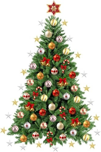 TOARTI Weihnachten Fenster Wandtattoo Weihnachtsbaum Große Wandaufkleber Baum Aquarell Fensteraufkleber Glocken Kranz Mistelzweig Schaufenster Glas Tür Party Weihnachtsdeko