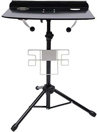 ARBGO Mesa de trabajo para tatuajes con bandeja de almacenamiento, color negro, mesa de tatuaje extraíble con base ajustable para salón de tatuajes, altura ajustable de 61 a 107 cm