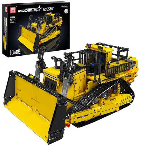 Mould King 15084 Technik Bulldozer Ferngesteuert Klemmbausteine D11 Bagger LKW Bausteine mit Motoren Raupenbuldozer Bauspielzeug für Erwachsene und Teenager(1508 Teile)
