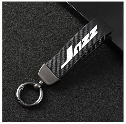 Generisch Auto SchlüSselanhäNger für Honda Jazz, Microfiber Leder SchlüSselanhäNger Auto Mit Um 360 ° Drehbarem Anti-Verlust-D-Ring,Black