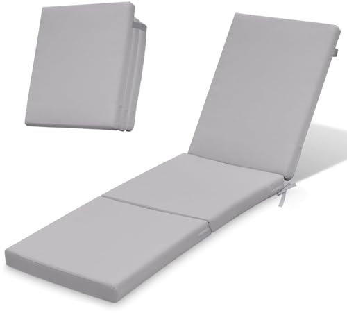Auflage für Gartenliege Sonnenliege 198x58x4 cm Faltbar | Polsterauflage für Rollliege Wetterfest & Waschbar Bezug abnehmbar | Model GRAU [145]