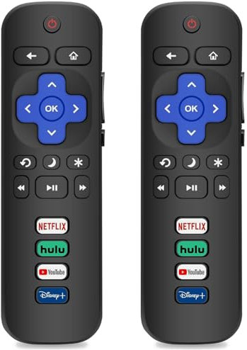 2 Pack Replacement Remote Controls Compatible with Roku Smart TV, Infrared Remotes for TCL/Hisense/Sharp/Philips/Onn/Element/Insignia Roku TV (Not Compatible with Roku Stick, Box or Speaker)