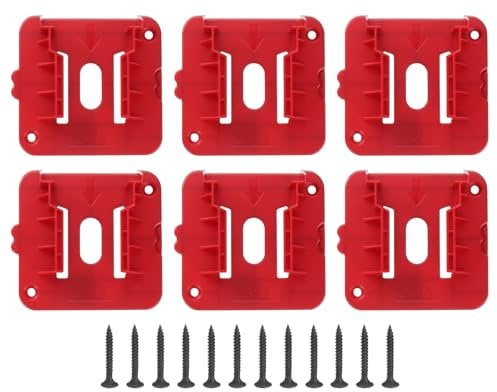 sourcing map 5pcs Battery Holder Wall Mount Tool Holder Dock Battery Storage Rack for M18 18V Battery, Red