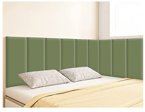 ILNCQLPM Gepolsterte Wandpaneele, 3D-Dekor-Wandpaneel mit Lederverkleidung, Selbstklebende Wandpaneele, abziehbare Wandaufkleber-Tapete, weiches Kissen für Fernseher, Bettkopfteile (Farbe: Grün, Größ