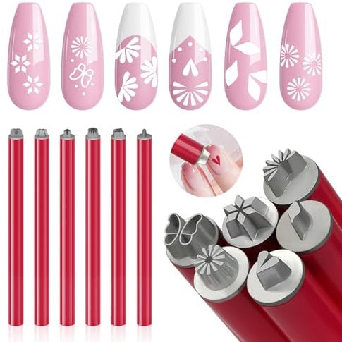 SAVILAND Essentials Nail Art Stamp Pen Set: French Tip Nail Stamp Flower Nail Stamper Pen 3s quick Nail Art Tools with Different Patterns Nail Art Pen for Beginner DIY Salon Manicure