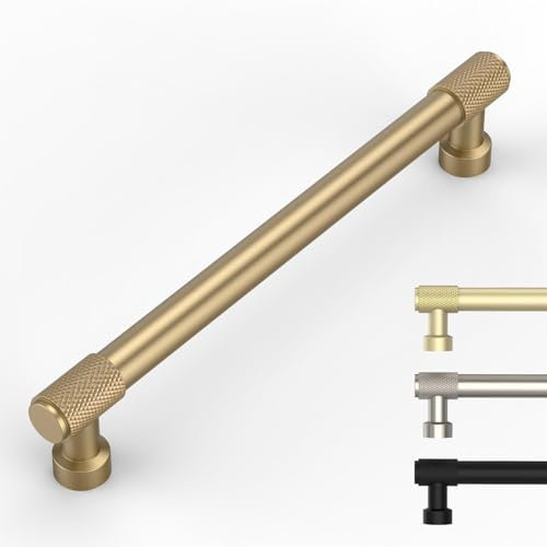 9BUILD 10 Pack Modern Bronze Cabinet Handles, 160MM Hole Centers, Knurled, Kitchen Cabinet Handles