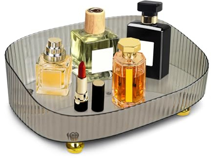 Mulaibdin Bandeja Organizadora de Perfumes, Maquillaje y Joyas - Decorativa para Cosméticos en Baño, Dormitorio, Salón, Vestidor, Habitación (Gris)