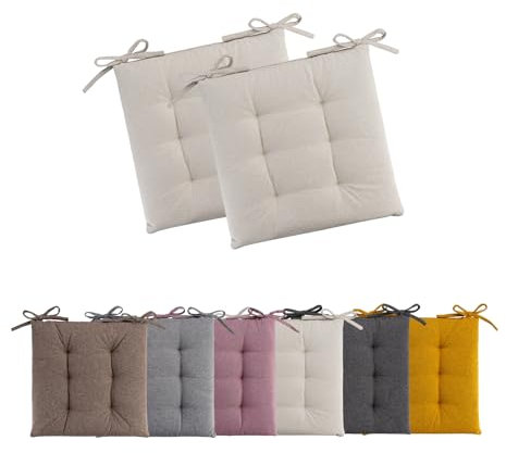 Moon - 2er Pack Sitzkissen in Leinenoptik - Sitzkissen in 42x42x4,5 cm - Serie Sunday - Natur