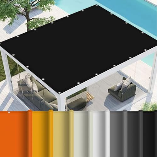 Voile d'ombrage de Terrasse 3 x 7 m UV Protection avec Oeillets Tissu Polyester Multi Couleur et Taille Bâche Dombrages pour Piscine Voitures Camping Patio, Noir
